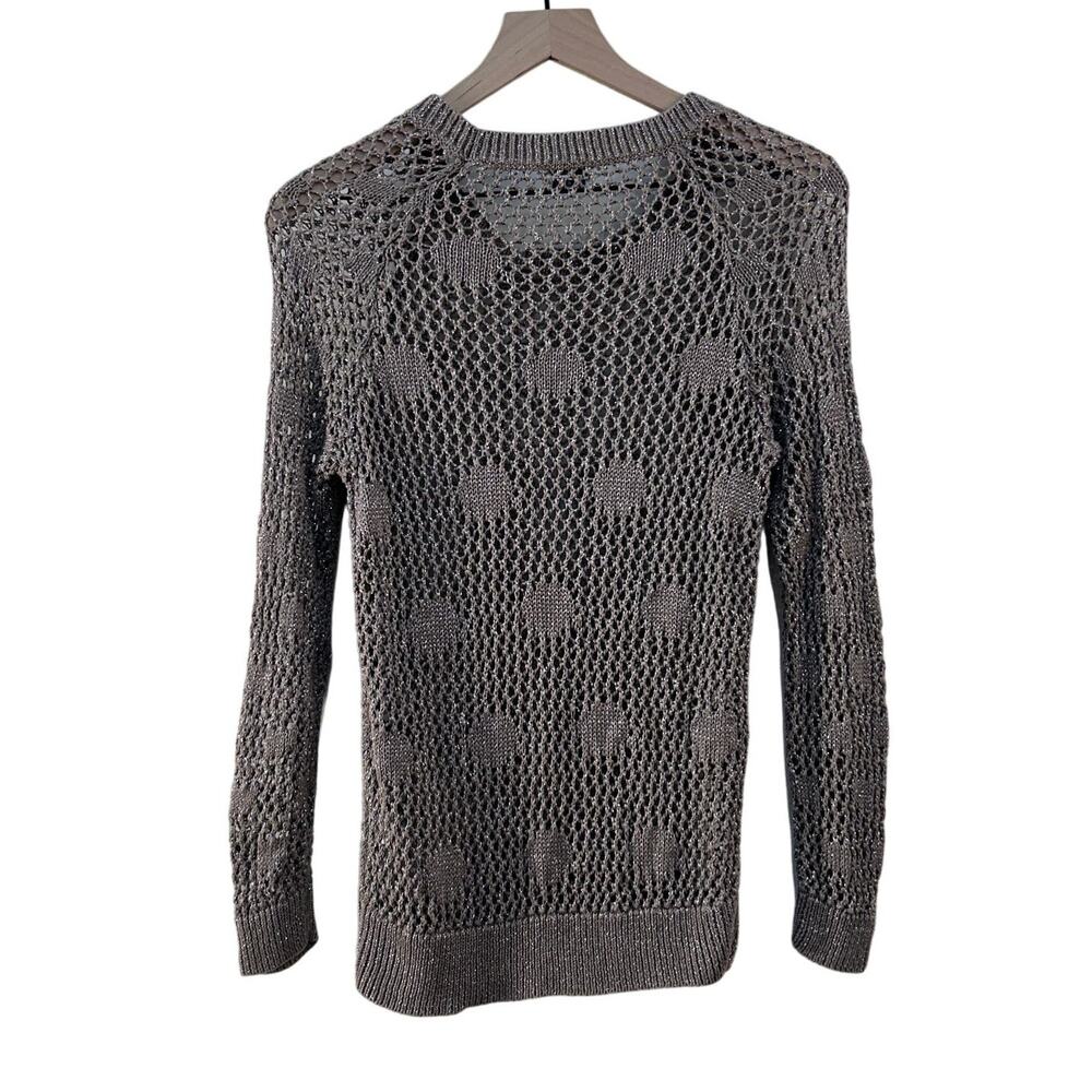 Wallace Taupe Linen Open Knit Sweater Small Textured Polka Dot Lightweight - Picture 3 of 6